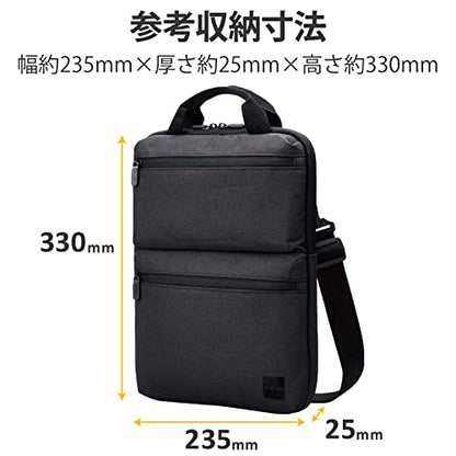 Elecom BM-IBHCV14NBK Computer Case, Recycled Material, Vertical Type, With Handle, Shoulder Strap, Handbag, Water Repellent, 14.0 Inches, Black