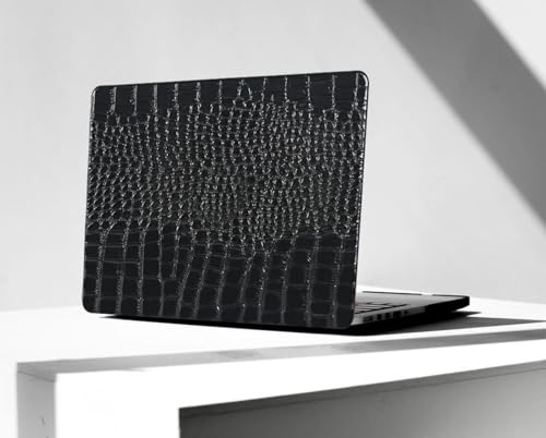 Crocodile Case for MacBook Air 13 inch 2026 M5, 2022-2025 M4/M3/M2 | Model A3449 A3240 A3113 A2681, Texture Crocodile Aligator Skin Snakeskin PU Leather Hardshell & Keyboard Cover, Shiny Black - color: # Shiny Black Crocodile