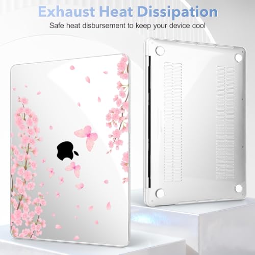 May Chen Case for MacBook Pro 13 inch M2 2023,2022,2021,2020 A2338 M1 A2251 A2289, Plastic Hard Shell Cover for MacBook Pro 13" with Touch Bar Fits Touch ID, Cherry Blossom - color: Cherry blossom
