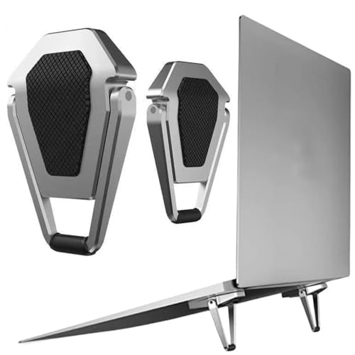 Portable Laptop Stand for Desk, Mini Foldable Laptop Riser,Anti-Slip Alloy Keyboard Stands Riser, Computer Stand Compatible with MacBook Air/Pro/Dell/HP/Lenovo/11''-17''Laptops and Keyboards (Silver)