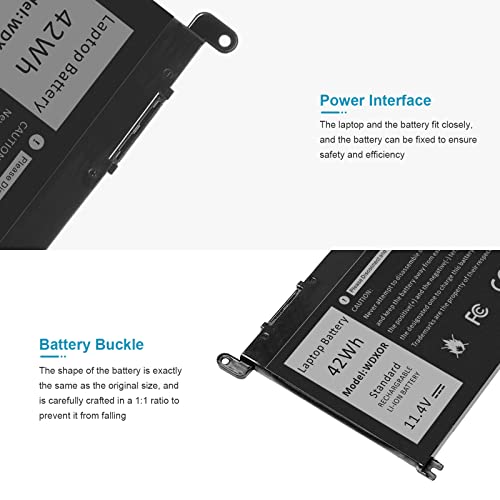 WDXOR Laptop Battery for dell Inspiron 13 15 5000 7000 Series 5565 5567 5568 5578 7560 7570 7579 7569 5368 5378 7368 7378 17 5765 5767 5770 Series;fit dell 3CRH3 T2JX4 FC92N CYMGM Laptop 11.4V 42Wh - size: WDXOR 8.94×4.96×0.71 in