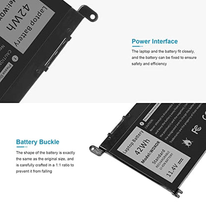 Fancy Buying 42Wh WDX0R Laptop Battery for dell Inspiron 15 5565 5567 5568 5578 7560 7570 7579 7569, 13 5368 5378 5379 7368 7378, 17 5000 5765 5767 5770, 14 7460 Fits 3CRH3 T2JX4 FC92N CYMGM - size: 11.13*2.15*0.77inch