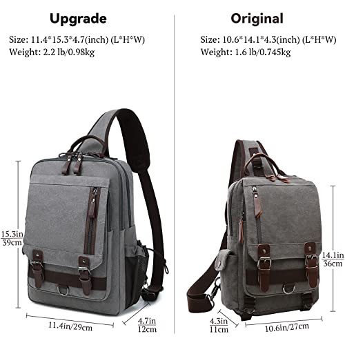 mygreen Canvas Cross Body Messenger Bag Shoulder Sling Backpack Travel Rucksack - color: Gray-xl, size: X-Large