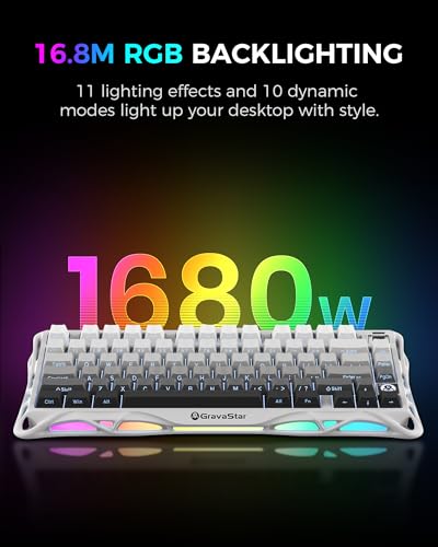 GravaStar Mercury K1 75% Wireless Mechanical Gaming Keyboard, Aluminum Alloy Exoskeleton Design, Gasket Custom Keyboard Hot-Swap Socket, Linear Switches, RGB Backlit【Gradient White】 - color: Gradient White