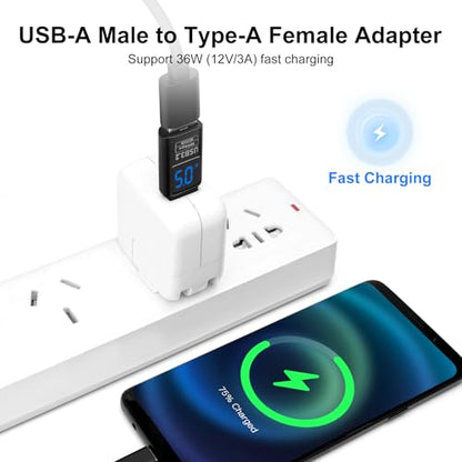 USB 3.2 Digital Display USB A Male to Female OTG Adapter 10Gbps (2 Pack), Real-time Power Monitoring, Up to 36W Fast Charging Compatible with Laptop, Power Bank and More USB-A Devices - style: AY-Am-Af-dd-bk