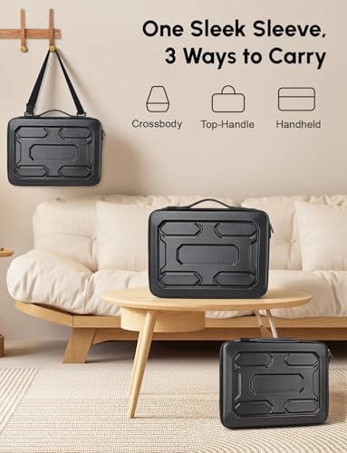 DOMISO 13.3 inch Laptop Sleeve Shoulder Bag Shockproof Waterproof Computer Bag EVA Protective Carrying Case Handbag for 13-13.3" Notebooks/13 MacBook Air/Pro Retina/Dell XPS 13/Samsung/HP, Black - size: 13.3 inch