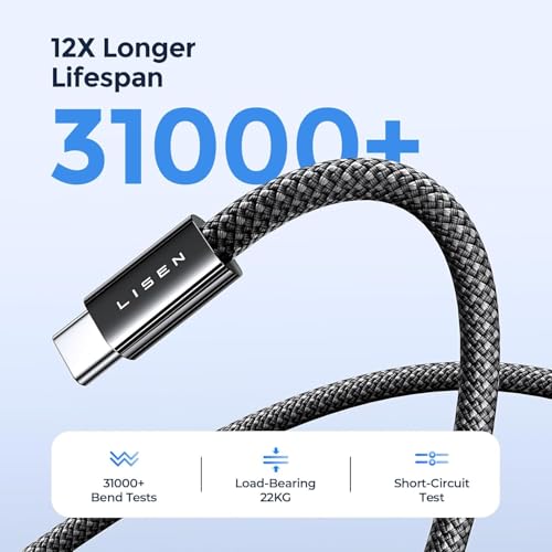 LISEN 240W USB C to USB C Cable, PS/2 Charging Cable (10FT+10FT) | 2-Pack, Black | USBC Cable for iPhone 17/16/15 Pro Max, iPad Pro/Air, MacBook Pro/Air, Samsung Galaxy S26 Ultra, Laptop - color: Black, size: 10FT+10FT