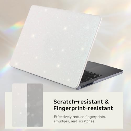 Funut Glitter for MacBook Air 13 Inch Case 2022 2021 2018 Release M1 A2337 A2179 A1932, MacBook Air M1 Case Shiny Sparkle Bling PU Leather Protective Hard Shell Cover & Keyboard Cover, White - color: Glitter Beige, size: Mac Air 13" 2018-2022(A1932/A2179/