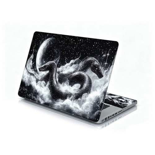 Universal Laptop Skin Sticker Decal, 12"-15.6" Aesthetic Vinyl Wrap, Black Snake Moon Galaxy Waterproof Notebook Cover Art Protector for MacBook HP Dell Lenovo, Fits 13" 14" 15" 15.6" - color: Black Snake Moon Galaxy