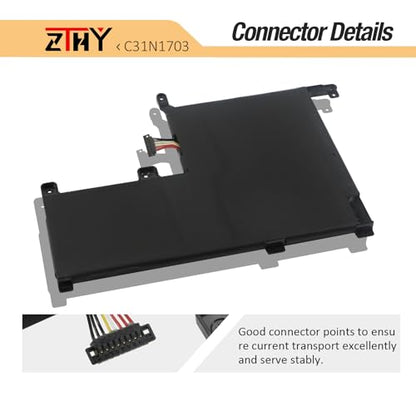 ZTHY C31N1703 Laptop Battery Replacement for Asus Zenbook Flip Q505U Q505UA | Q525U Q525UA UX561U UX561UA UX561UN Q505UA-BI5T7 Q505UA-BI5T9 Q525UA-BI7T9 UX561UA-BO003T UX561UA-BO052T C31P0J1 11.55V 52Wh - size: 8.07*5.63*0.28 inch C31N1703