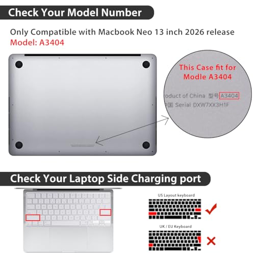 Compatible with MacBook Neo Case 13 inch 2026 Release Model A3404 with A18 Pro Chip, Precision Fit & Anti-Crack Hard Shell Pattern Case & Keyboard Cover& Screen Protector &Webcam Cover, Birds - color: Birds
