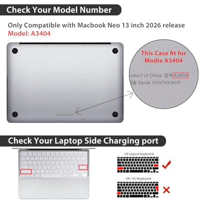 Compatible with 2026 MacBook Neo Case 13 inch Model A3404 (A18 Pro Chip), Anti-Fingerprint& Scratch Sturdy Hard Shell Case & Keyboard Cover & Screen Protector &Webcam Cover, Pattern Collage01 - color: Pattern Collage01