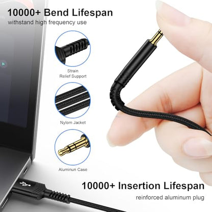 USB to 3.5mm TRS Audio Jack Adapter, USB Male to 3.5mm AUX Stereo Audio Cable Nylon Braided AUX Converter Cord for PC,Headphones, Speaker, Laptop, Windows, Mac OSX