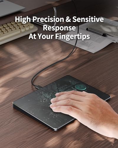 ProtoArc T1 Wired Large USB Trackpad for Windows 11/10, Black | 6.4" surface, high-Precision, multi-touch gestures, plug-and-play, stable wired connection for Computer/Desktop/Laptop.