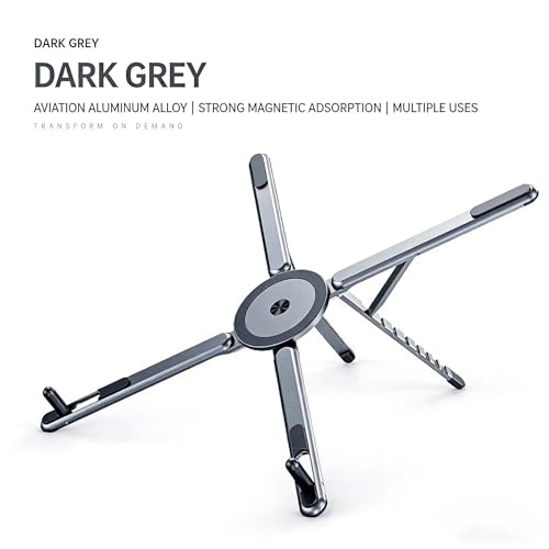 Foldable Laptop Stand, Portable Travel Workstation, Aerospace-Grade Aluminum, Multi-Purpose for Laptop, Tablet and Phone, Stepless Angle Adjustment