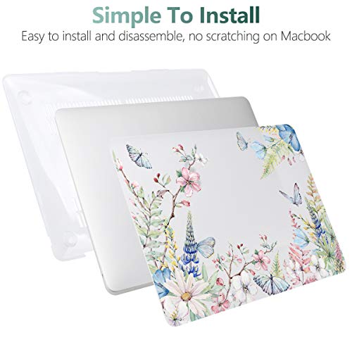 Batianda LumiArt Case for MacBook Air 13 inch 2018-2020, Elegant Flowers | Fits Model A2337 M1/A2179/A1932, 4-in-1 Bundle with Butterfly Floral Design, Slim Hard Shell for Women and Garden Lovers - color: Elegant Flowers