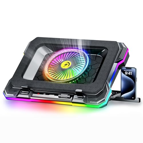 ChillCore RGB Gaming Laptop Cooling Pad with 5.5" Turbo Fan, Rapid Cooling for 15.6-19.3" Laptops, Variable Speed Control, 7 Adjustable Heights - K1 5V RGB - color: A21-Blue