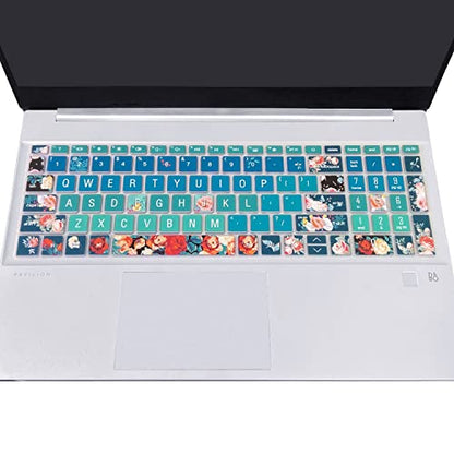 Silicone Keyboard Cover for 15.6 HP Laptop 15-fc 15-fd 15t-fd 15z-fc/HP Pavilion 15-eg 15t-eg 15-eh 15-er, 17z-ca 17-cn 17-cp 17z-cp Model Series,Red Rose - color: Red Rose