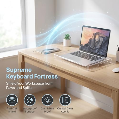ABOOFAN Clear Acrylic Keyboard Dust Cover, Anti-Cat Waterproof Protective Case for Laptop & Mechanical Keyboards 15.74x10.43 Inch - size: 40X26.5X4CM