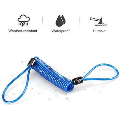 Reminder Cable,YOFUNTLE [2 Pack] Disc Lock Cable,Security Steel Wire Spring Reminder Rope for Scooter Motorcycle Motorbike Vehicle Baggage Helmet Lock,Antitheft Protection on Handlebar(Orange+Blue)