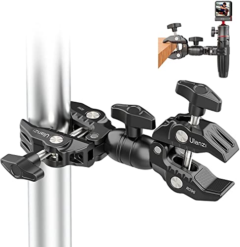 ULANZI Super Clamp Double Camera Clamp, R096 Crab Plier Clip Bracket Mount | Monitor Magic Arm Double Ball Head Adapter for Photo Studio Light Stand, Photography Reflector, Photo Boom Stand, Cross Bars
