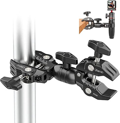 ULANZI Super Clamp Double Camera Clamp, R096 Crab Plier Clip Bracket Mount | Monitor Magic Arm Double Ball Head Adapter for Photo Studio Light Stand, Photography Reflector, Photo Boom Stand, Cross Bars