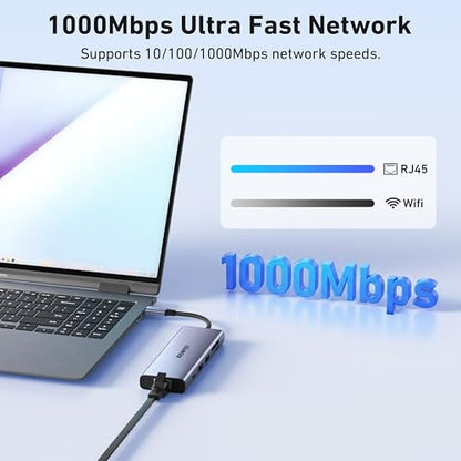 BENFEI USB C Hub 10-in-1 Docking Station, 4K@60Hz HDMI, Gigabit Ethernet, 100W PD, 5Gbps USB-C Data, 4X USB-A 3.0, 170MB/s SD/TF Card Reader for MacBook Pro/Air, iPad Pro, iMac, Galaxy S23, XPS 17