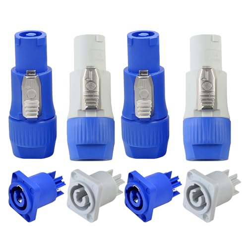 MAD OWL 4 Set Powercon Connector - Suitable for Powercon Plugs, Female to Male AC Connector - color: 2 Set Blue+2 Set White