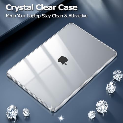 MOSISO Compatible with MacBook Pro 13 inch Case M2 M1 2026 2025 2024-2016 | A2338 A2251 A2289 A2159 A1989 A1708 A1706, Plastic Hard Shell&Keyboard Cover&Screen Film&Storage Bag, Crystal Clear - color: Crystal Clear