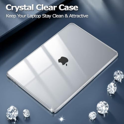 MOSISO Compatible with MacBook Pro 13 inch Case M2 M1 2026 2025 2024-2016 | A2338 A2251 A2289 A2159 A1989 A1708 A1706, Plastic Hard Shell&Keyboard Cover&Screen Film&Storage Bag, Crystal Clear - color: Crystal Clear