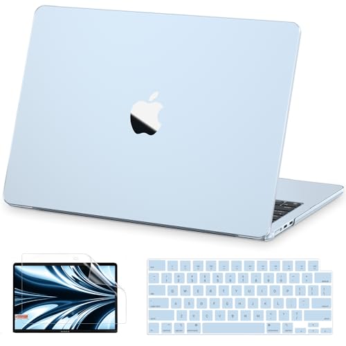 AKIT Compatible with MacBook Air 13 inch Case M5 2026 2025-2022 M4 M3 M2 A3449 A3240 A3113 A2681, [Ultra-Thin] [Official Color Match] Case+Screen Flim+Keyboard Cover for Mac Air 13.6 inch, Sky Blue - color: Sky Blue