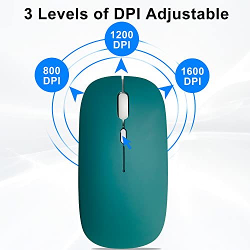 Wireless Bluetooth Mouse for iPad/MacBook Pro/Air/Laptop/pc Rechargeable Silent Mouse Portable Slim for Surface Pro/Lenovo/Samsung Tablet (Jade Green) - color: Jade Green