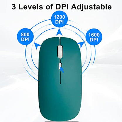 Wireless Bluetooth Mouse for iPad/MacBook Pro/Air/Laptop/pc Rechargeable Silent Mouse Portable Slim for Surface Pro/Lenovo/Samsung Tablet (Jade Green) - color: Jade Green