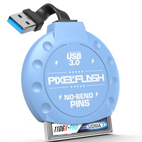 CF Card Reader (Blue) - Compact Flash Memory Card Adapter with Cabled USB 3.0, 5GB/s File Transfer, No-Bend Pins, Supports UDMA-7, Anti-Slip & Anti-Scratch, Compatible to Most Brands & OS - color: Blue, style: CF Cabled (USB)