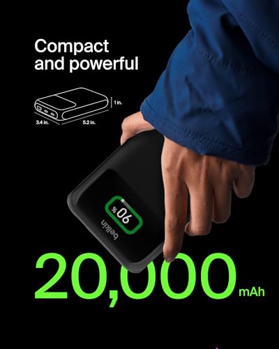 Belkin 20000mAh 65W 3-Port Power Bank for MacBook, iPhone, Switch 2 | Battery Pack, MacBook, Chromebook, iPhone 17, Samsung Galaxy, Nintendo Switch 2, USB C and USB A Ports