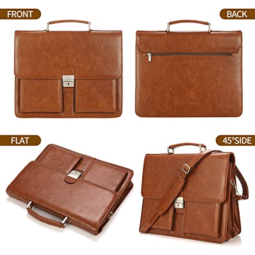 Jack&Chris Mens New PU Leather Attache Briefcase Traditional Messenger Lawyer Bag, MBYX015 - color: Coffee