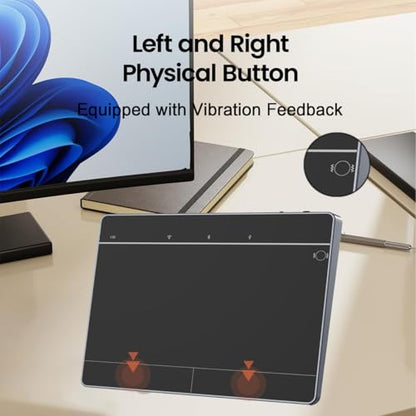 JOMAA Wired&2.4GWireless&Bluetooth Trackpad for Windows 10/11,Rechargeable Touchpad Mouse with Multi-Gesture Support for PC Laptop Computer (Black) - color: Black