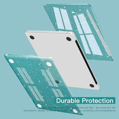 CISSOOK for MacBook Air 13 inch Case M4 M3 M2 2025 2024 2022, Plastic Hard Shell Case Glitter Bling Cover with Keyboard Cover for MacBook Air 13.6 A3240 A3113 A2681, Deep Teal Glitter - color: Air13.6inch-Deep Teal Glitter