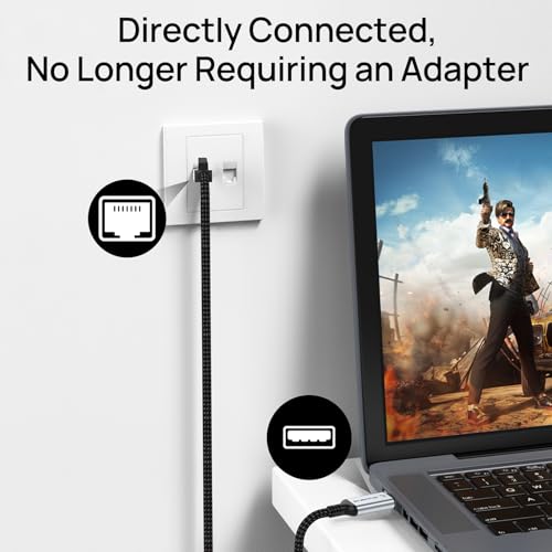 USB to Ethernet Cable 3.3FT, Gigabit USB 3.0 A to RJ45 Nylon Braided Cable | Network to USBA Cord, 1000Mbps Directly Connected, for Laptop, Desktop PC, Windows 10 and Windows 11 - size: 3.3FT, style: USB A to Ethernet