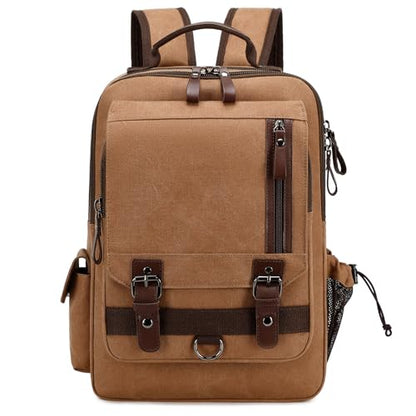 Lanola Water-resistant Canvas Backpack with Anti-Theft Pocket, Daypacks Fits 15.6 Inch Laptop for Men Perfect for Work, Travel, Daily Use (Coffee) - color: Coffee