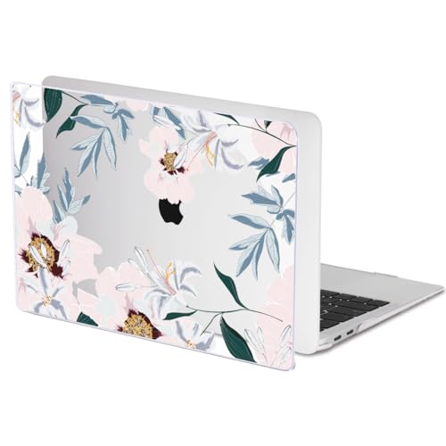 Compatible with MacBook Air 13 inch Case 2021 2020 2019 2018 M1 A2337 A2179 A1932 with Retina Display & Touch ID, Pattern Plastic Hard Shell Case Keyboard Skin Cover, Pink Peonies & Lilies - color: Pink Peonies & Lilies