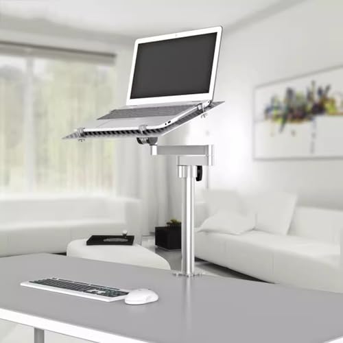 Arm Mount for Desk,Monitor/Laptop Stand,Full Motion Articulating Notebook Tray,w/Vented Cooling Platform,Holds Up to 8kg,for Office