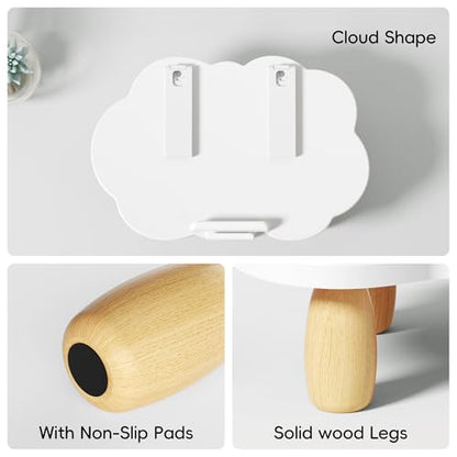 AFOOYO Adjustable Wood Laptop Stand, Ergonomic Height Angles Computer Stand, Cloud-Shaped Holder Riser Notebook Stand for Desk Compatible with Air, Pro, Dell, HP, Lenovo More 10-17.3" Laptops, White - color: White