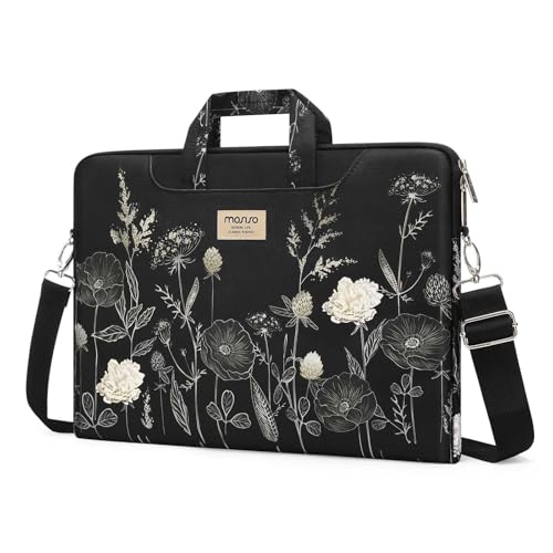 MOSISO Laptop Bag for Women 17.3 inch, 17-17.3 inch Computer Bag Compatible with MacBook, HP, Dell, Lenovo, Acer, Asus, Notebook, Laptop Messenger Shoulder Sleeve with Strap, Retro Flower - size: 17.3 inch