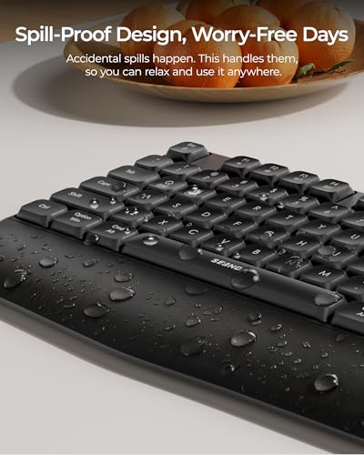 seenda COE200 Wireless Bluetooth Keyboard and Mouse Combo with Wrist Rest | USB/Bluetooth multi-device switching, quiet clicks, full-size ergonomic set for PC, laptop, Mac, and MacBook, Black - color: Black