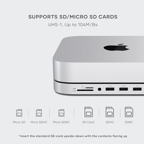 Satechi Mac mini Hub & Stand, NVMe/SATA SSD Enclosure, USB-C 10Gbps, Silver | USB-C 10 Gbps, USB-A ports and audio; no matter what you need.