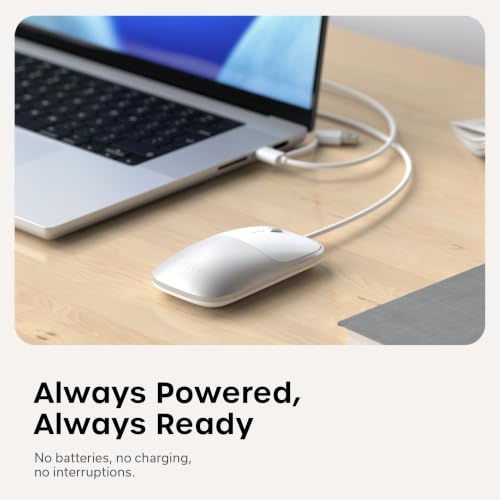 Satechi Slim LX Wired Mouse, Aluminum USB-C Design, Silver | Quiet click performance, for Mac and PC setups - color: Silver