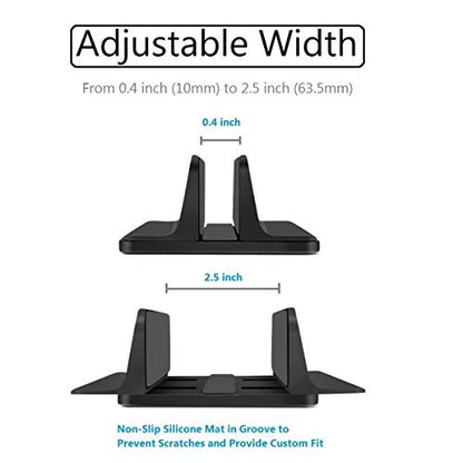 Vertical Laptop Stand for Desk [Adjustable] Sturdy Aluminum Dock Fits All Laptops (up to 20.3 inches) Space Saving, Modern Compact Holder, Compatible with MacBook Pro/Air, Surface, HP, Dell (Black) - color: Black