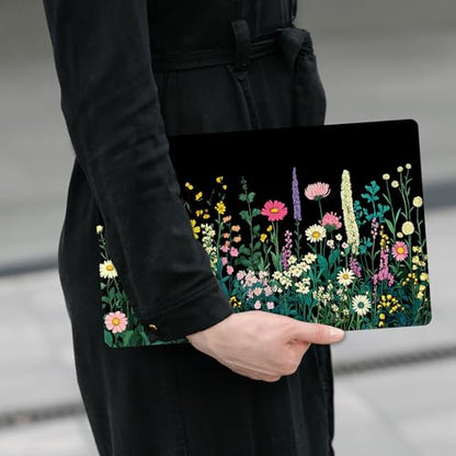 Laptop Skin Sticker Decal 12" 13" 13.3" 14" 15" 15.6",Waterproof Scratch Resistant Vinyl,Reusable Easy to Apply,for MacBook HP Dell Notebooks Netbooks Laptop,2 Wrist Pads,Black Wildflower - color: Black Wildflower