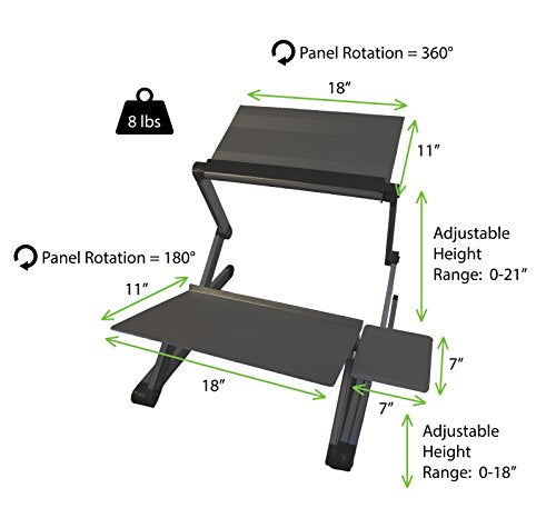 WorkEZ Adjustable Standing Desk Converter w/2 Fans & 3 USB Ports, Sit to Stand Desk Riser Monitor Standing Computer Desk, Height & Angle Negative Tilt - color: Black+usb Fan Hub
